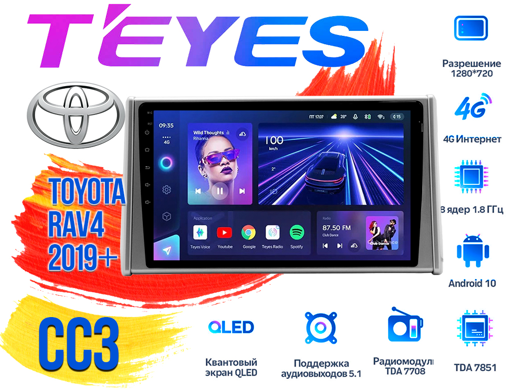 Штатная магнитола Toyota RAV4 (2019+) тип2 TEYES CC3 DSP Android