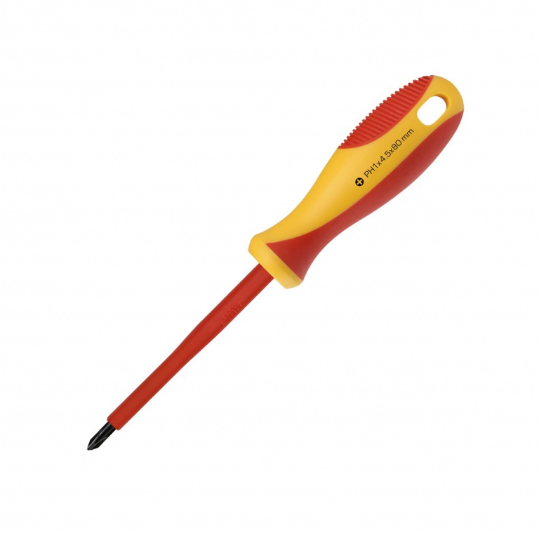 Отвёртка крестовая Smartbuy Tools PH1*80 до 1000В VDE прорезиненная ручка