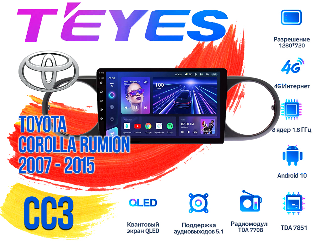 Штатная магнитола Toyota Corolla Rumion (2007 - 2015) TEYES CC3 DSP Android