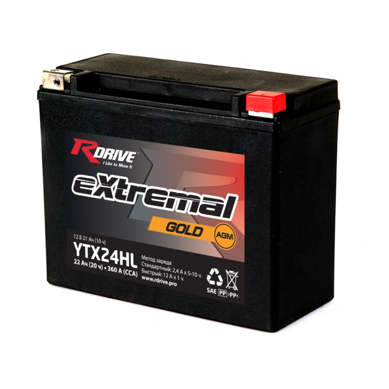 Аккумулятор Rdrive eXtremal Gold YTX24HL-GEL 