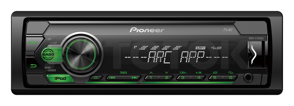 магнитола 1DIN (178х50) PIONEER MP3/USB MVH-S110UI (зеленая подсветка кнопок)