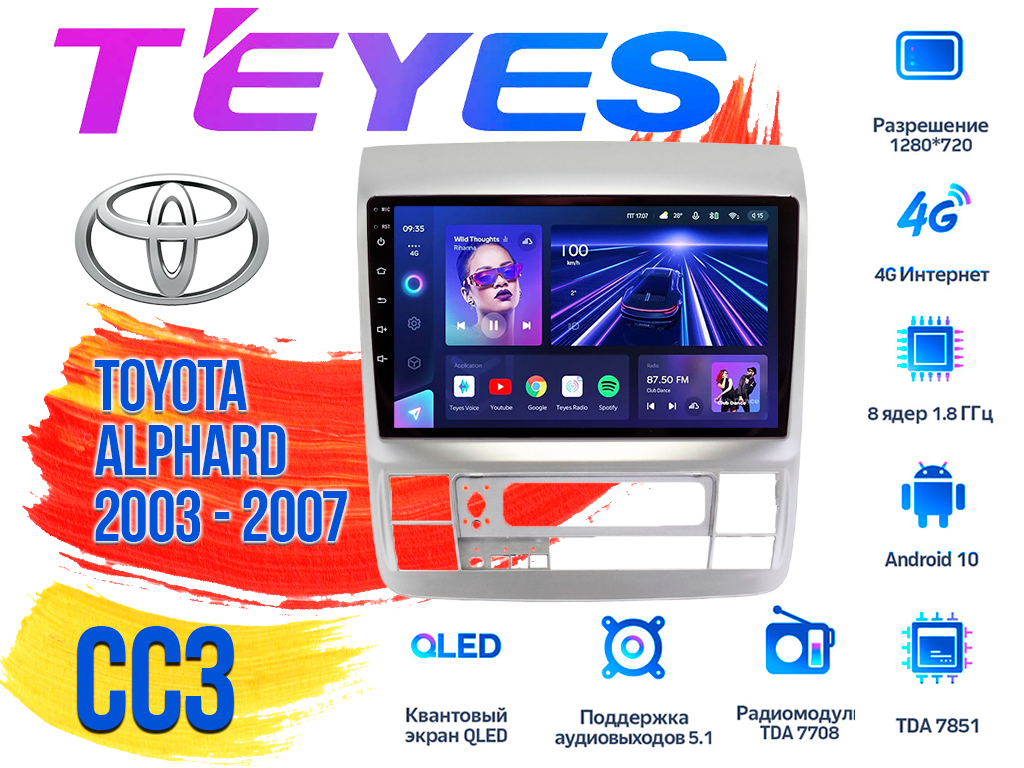 Штатная магнитола Toyota Alphard (2003 - 2007) Тип2 TEYES CC3 DSP Android