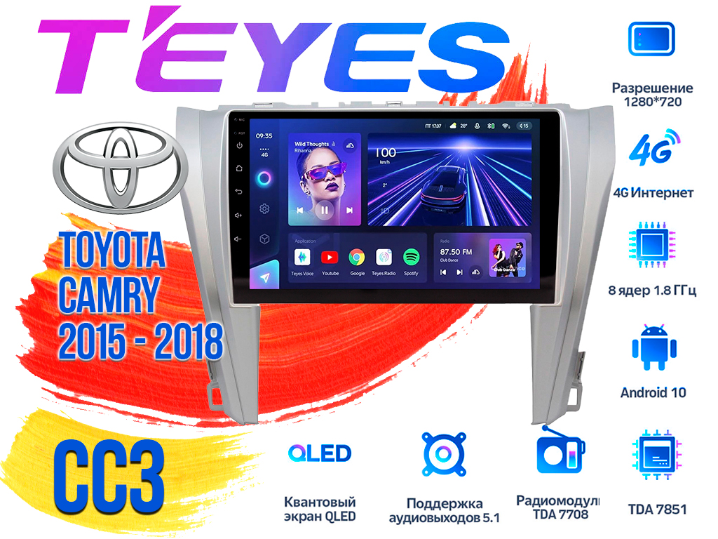 Штатная магнитола Toyota Camry (2015 - 2018) TEYES CC3 DSP Android