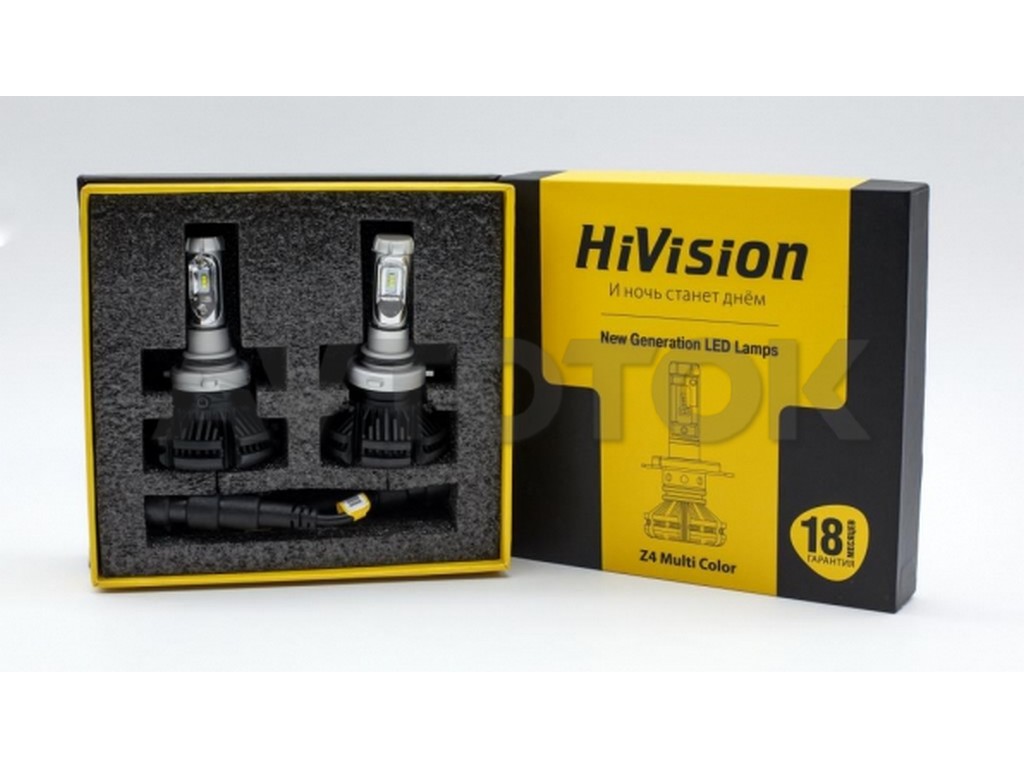 Лампа светодиодная "HiVision" Headlight Z4 Multi Color (9006) (HB4/3000/6000K/8000K)