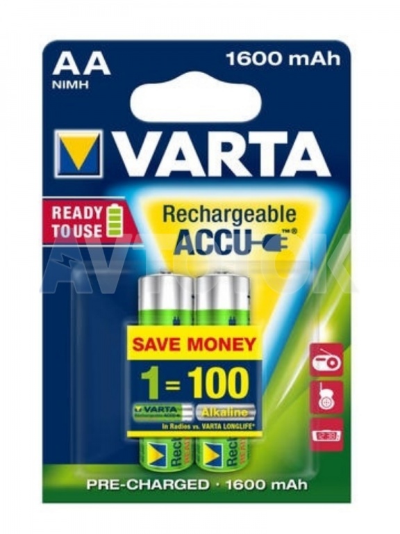 Аккумуляторы Varta AA 1600mAh 2 штуки