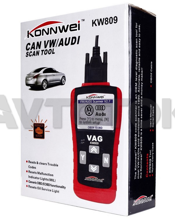 Автосканер Konnwei (VW/AUDI) (OBD2/EOBD/CAN/WAG) KW809