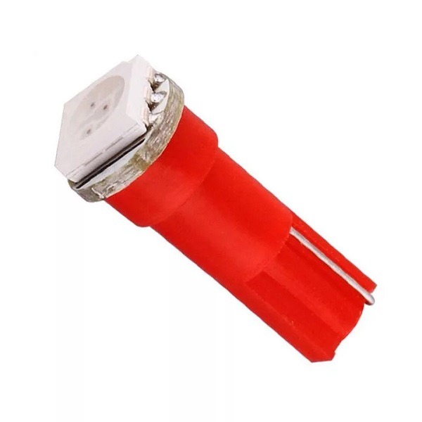 Светодиодная лампа 12V Т5 (W2,0*4,6d) красная, без цоколя