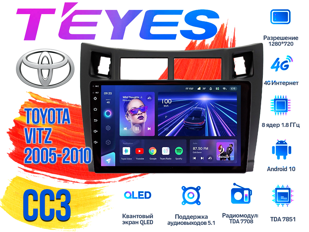 Штатная магнитола Toyota Vitz (2005 - 2010) TEYES CC3 DSP Android
