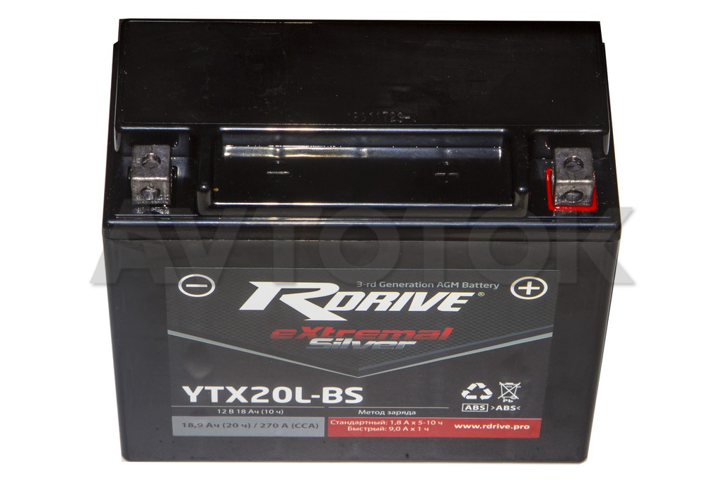 Аккумулятор Rdrive eXtremal Silver YTX20L-BS 18 а/ч п.т.270а