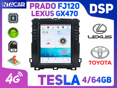 Штатная магнитола Tesla Lexus GX470 2003-2009 HI, Prado FJ-120 2003-2009 HI