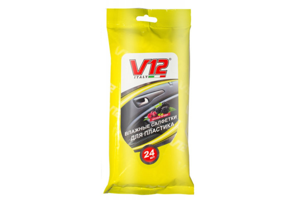 Салфетки влажные "V12" для тканевой и виниловой обивки (клубника) 24шт. (Италия) 47491