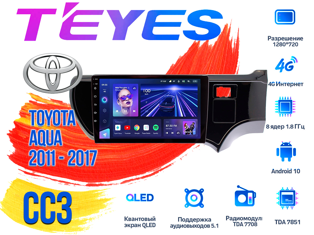 Штатная магнитола Toyota Aqua (2011 - 2017) TEYES CC3 DSP Android