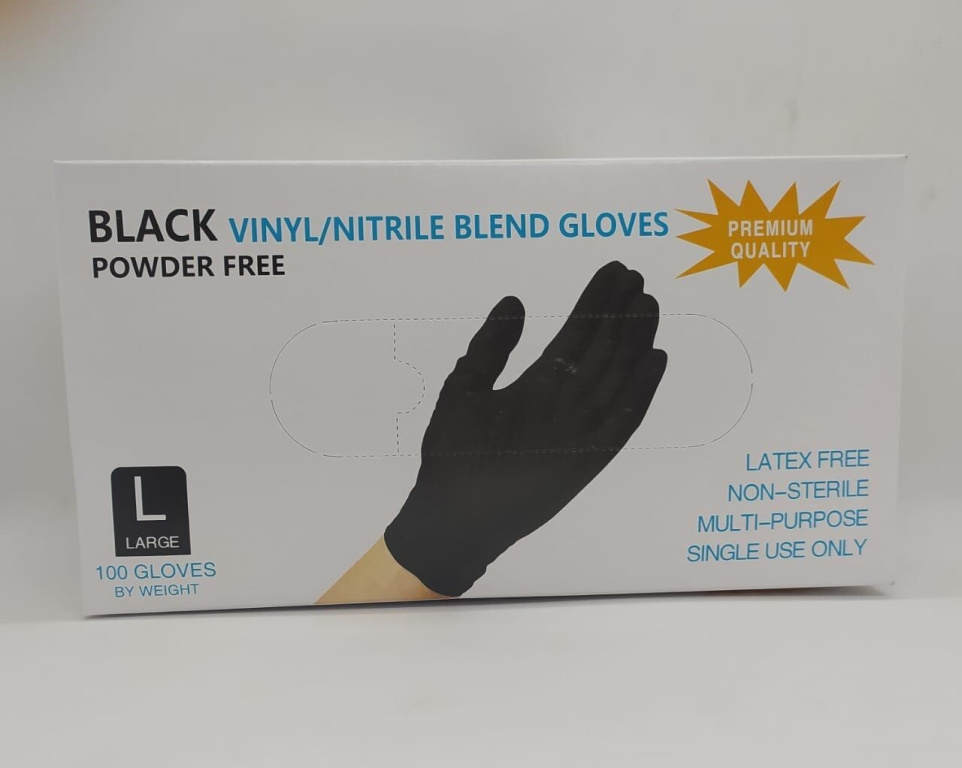 Перчатки Валли Пластик L черные ( пачка 100шт )