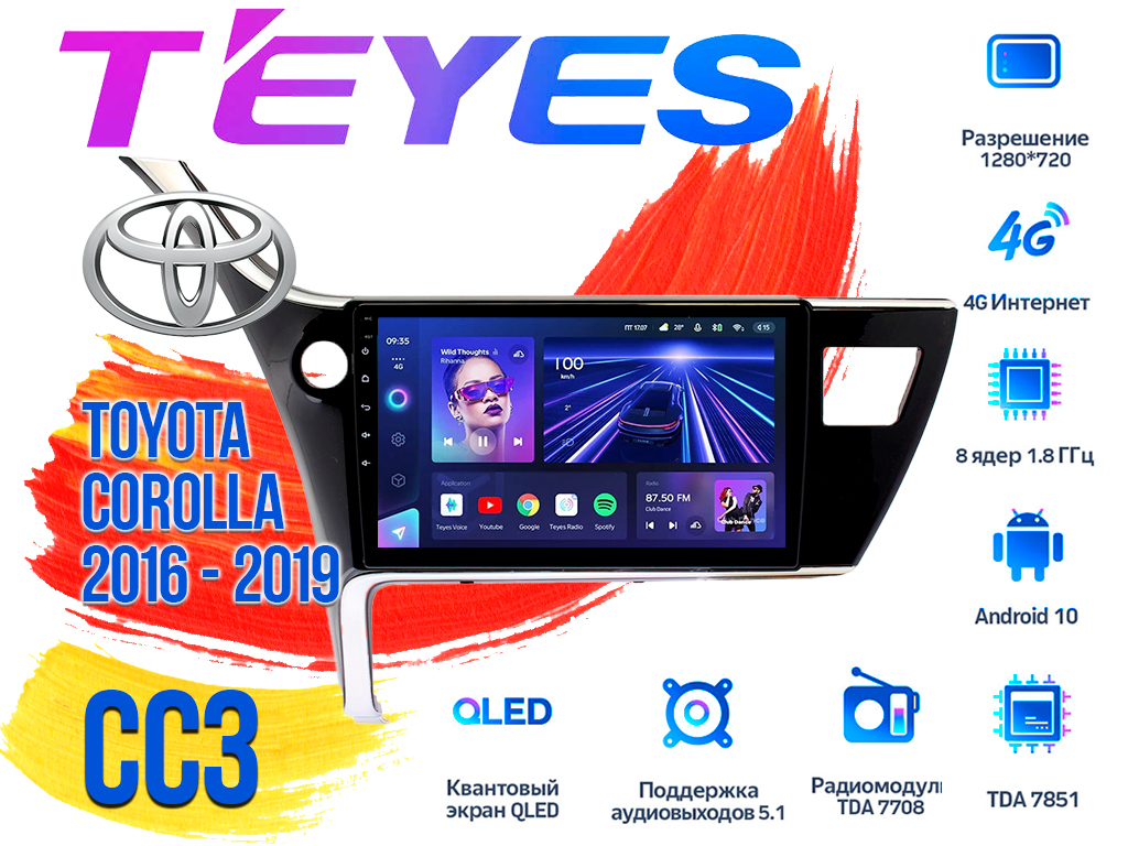 Штатная магнитола Toyota Corolla (2016 - 2019) TEYES CC3 DSP Android