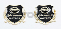 Эмблема металлическая с логотипом "Nissan Motors" (2шт) JHMS-02