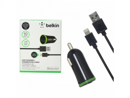 ЗУ в прикуриватель "Belkin" (1xUSB micro usb 1.2m 10w черный) 49297