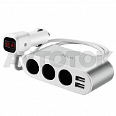 Разветвитель прикуривателя "Hoco" (3 разъема+2 USB) Z-13