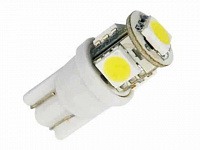 Светодиодная лампа Маяк 24V Т10 (W2,1*9,5d) белая, 4SMD 5050 диода, блистер 2шт.
