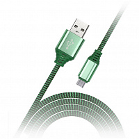 Кабель SMARTBUY USB microUSB кабель в нейлон. оплетке Socks, зеленый
