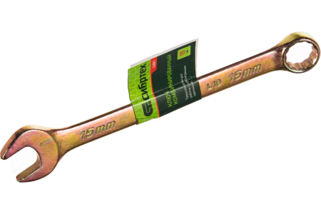 СИБРТЕХ ключ комбинированный 15мм (желтый цинк) 