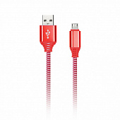 Кабель SMARTBUY USB microUSB кабель в нейлон. оплетке Socks, красный