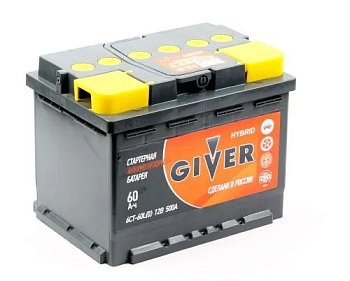 GIVER HYBRID 6СТ-60.0 60Ач 500А аккумулятор автомобильный GIVER HYBRID 6СТ-60.0 60Ач 500А аккумулятор автомобильный