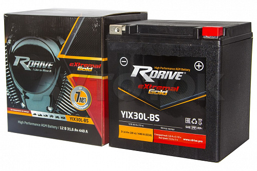 Аккумулятор Rdrive eXtremal Gold YIX30L-BS 31,6 а/ч п.т.440а