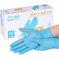 Перчатки Wally Plastic нитриловые синие,размер M