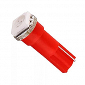 Светодиодная лампа 12V Т5 (W2,0*4,6d) красная, 1 SMD 5050 диод без цоколя