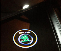 LED подсветка в дверь Skoda штатная Super b