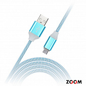 Кабель SMARTBUY USB micro USB, с индикацией, 1 м, с мет. након, голубой