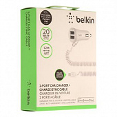 ЗУ в прикуриватель "Belkin" (2xUSB TypE-C 1.2метр белый)