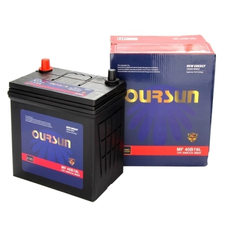 Аккумулятор Oursun JIS MF 40B19L емк 38 A/ч п.т.330 а