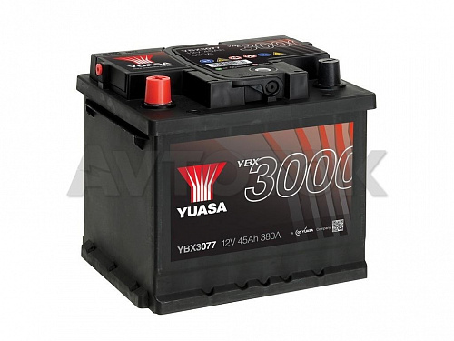 Аккумулятор GS Yuasa YBX 3077 45 a/ч 380a (207x175x190) уценка 