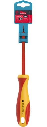 Smartbuy Tools отвёртка шлицевая SL2.5*75 до 1000В VDE прорезиненная ручка