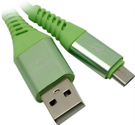 Кабель SMARTBUY USB Micro в рез.оплет. Gear, 1м. мет.након., салатовый