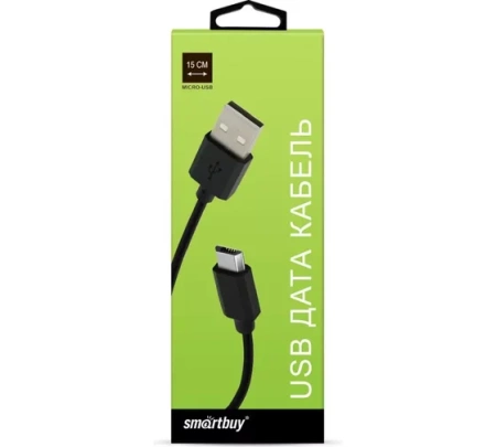 Кабель SMARTBUY USB MicroUSB, 0.15 м, 3А, черный