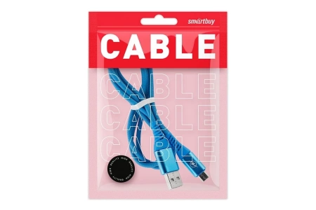 Кабель SMARTBUY USB Micro в рез.оплет. Gear, 1м. мет.након., синий