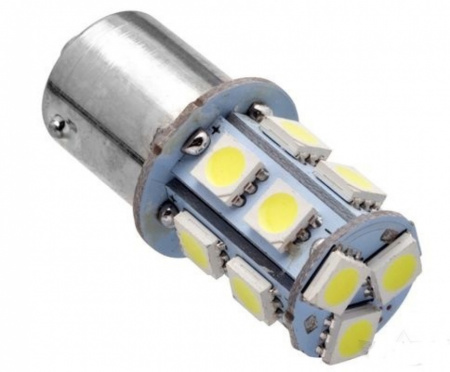 Светодиодная лампа 12V T20 белая, 18 SMD 5050 диодов, белая страбоскоп