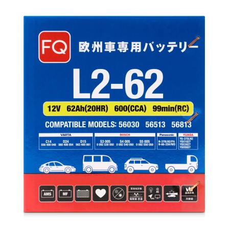 Аккумулятор FQ L2-62 ёмк.62 Ач. п.т. 600 а