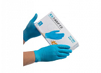 Перчатки Wally Plastic нитриловые синие,размер S