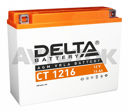 Аккумулятор Delta CT1216 емк.16А/ч; п.т.200А 