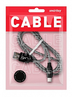 Кабель SMARTBUY USB - Type C кабель в нейлон. оплетке Socks,1 м.,<2А, черно-бел.(iK-3112NS black)/100