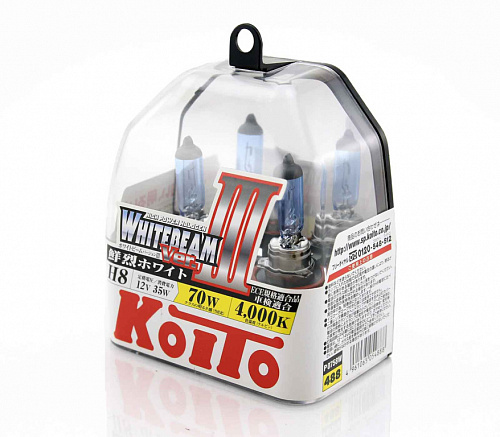 Лампа Koito Whitebeam H8 12V 35W (70W) 4000K (комплект 2 шт.) P0758W
