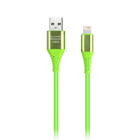 Кабель SMARTBUY USB - 8pin в рез.оплет. Gear, 1м. мет.након, салатовый