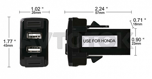 Разветвитель-зарядник 2xUSB для б/с Honda DC-H