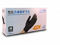 Перчатки Валли Пластик M черные ( пачка 100шт )