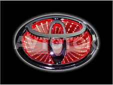 LED ХРОМ 3D Логотип Toyota красный цвет