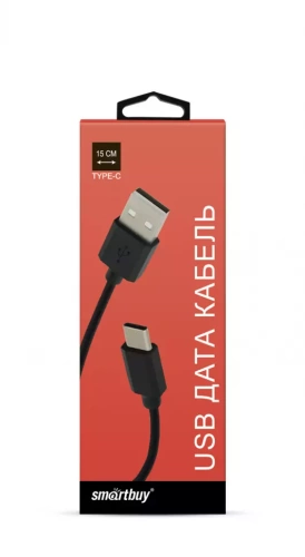 Кабель SMARTBUY USB - Type C, 0.15 м, 3А, черный