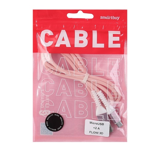 Кабель SMARTBUY USB Micro в TPE оплет. Flow3D, розовый